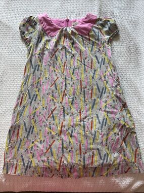 Mini Boden Girls' Pink Collar Pencil Print Dress